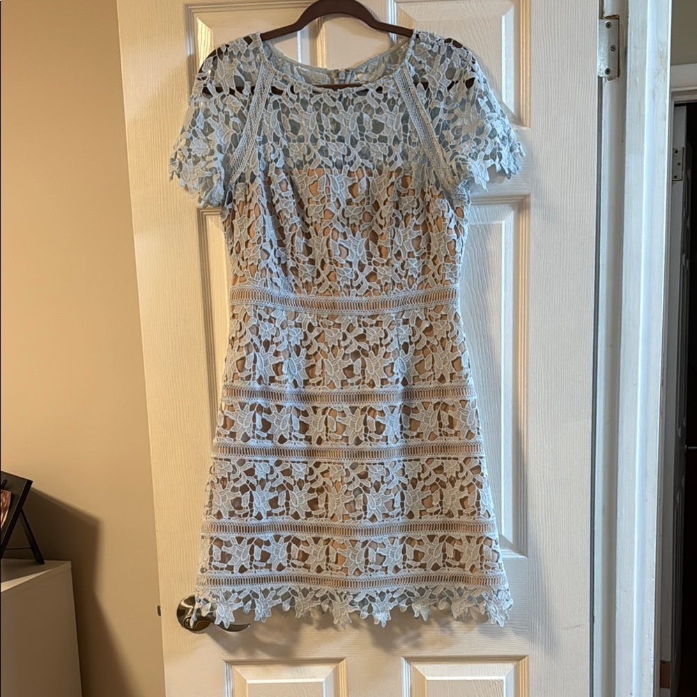 Elegant Blue Lace Dress